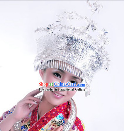 Traditional Hmong Miao Silver Crown for Women