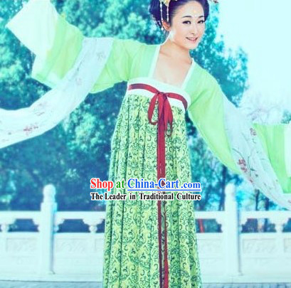Green Traditional Chinese Tang Dynasty Ruqun Robe for Women