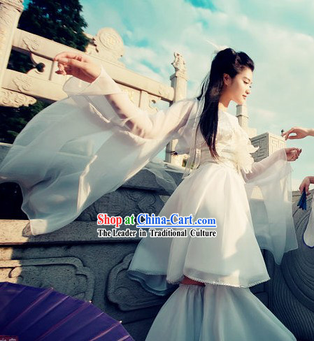 Pure White Ancient Chinese Clothes Lolita Cosplay Costume for Women