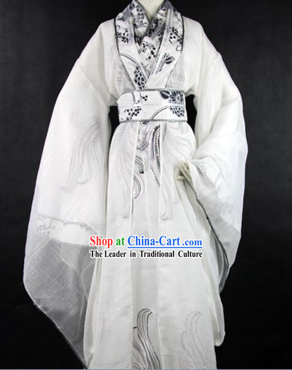 White Ancient Chinese Young Men Costumes