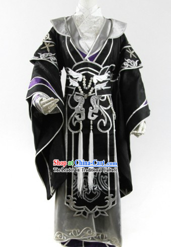 Ancient Chinese Black General Cosplay Hanfu Clothing for Men