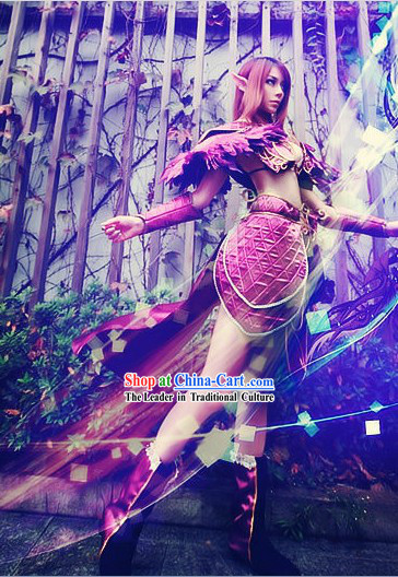 Purple Ancient Chinese Style Nymph Armor Cosplay Costumes for Women