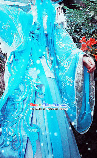 Blue Ancient Chinese Princess Style Costumes Complete Set