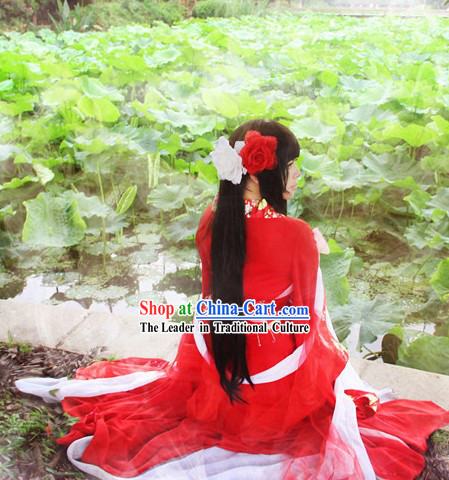 Ancient Chinese Red Princess Cosplay Costumes Complete Set