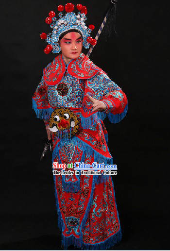 Ancient Chinese Hero Wusheng General Character Costumes and Hat