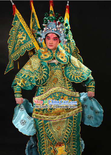 Traditional Chinese Wusheng General Hero Costumes and Hat
