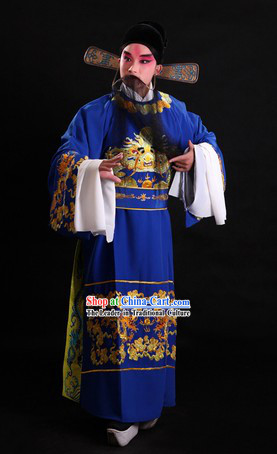 Chinese Opera Stage Performance Official Costumes and Black Gauze Cap for Men