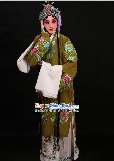 Traditional Chinese Opera Round Flower Embroidery Costumes Suit