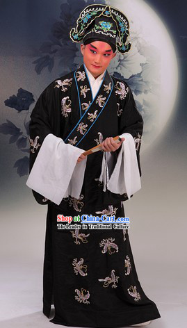 Tradiitonal Chinese Beijing Opera Xiaosheng Butterfly Embroidery Costumes and Hat for Men