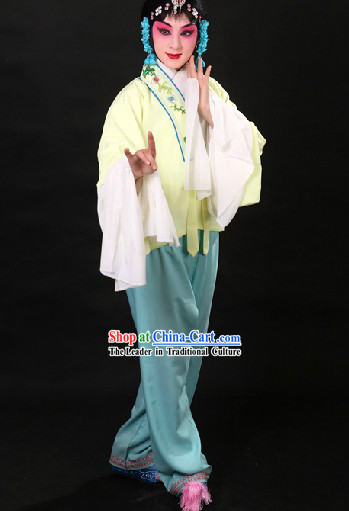Traditional Chinese White Beijing Opera Hua Dan Long Sleeves Practice Outfit