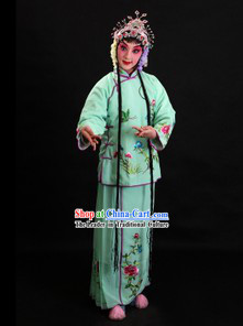 Traditional Chinese Green Beijing Opera Xiao Dan Costume