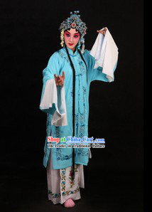 Blue Chinese Peking Opera Qingyi Role Costumes