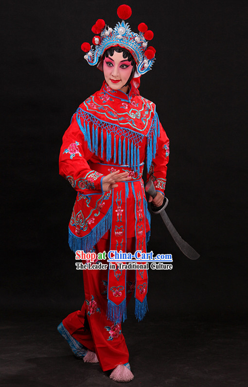 Red Chinese Opera Female Warriors Wudan Costumes for WOmen