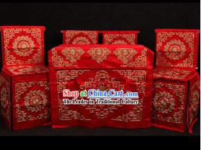 Beijing Opera Stage Performance Desk and Four Chairs Background
