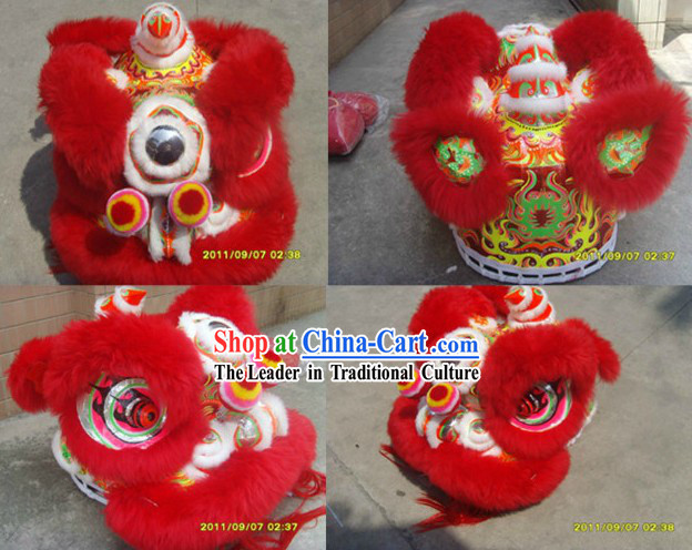 Red Sheep Wool Lion Dance Costumes Complete Set