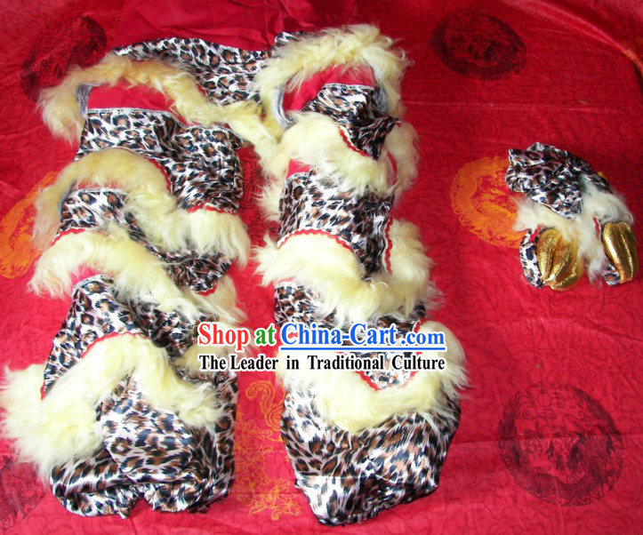 Leopard Pattern Chinese Festival Celebration One Pair of Lion Dance Pants and Shoes Covers