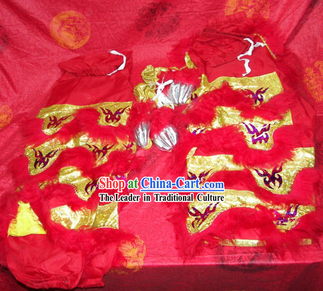 Traditional Chinese Bat Fu Pattern Two Pairs of Lion Dance Pants and Shoes Covers