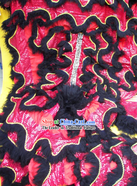 Black Long Wool Red Sequins Lion Dance Body Costumes Pants Claws