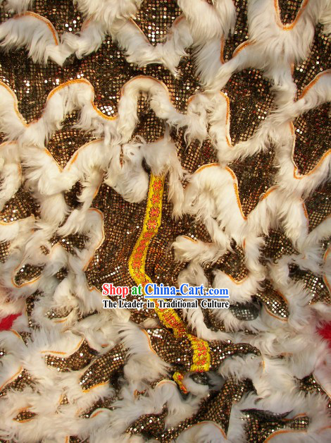 White Wool Black Sequins Lion Dance Body Costumes Pants and Claws