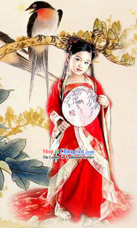 Ancient Chinese Stage Performance Hanfu Clothing Complete Set for Children