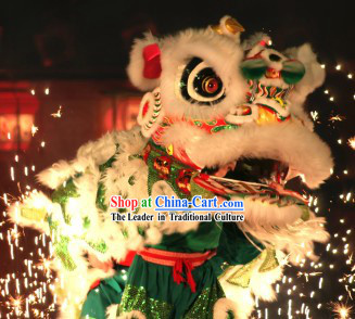 White and Green Fut San Traditional Lion Dance Props Full Set
