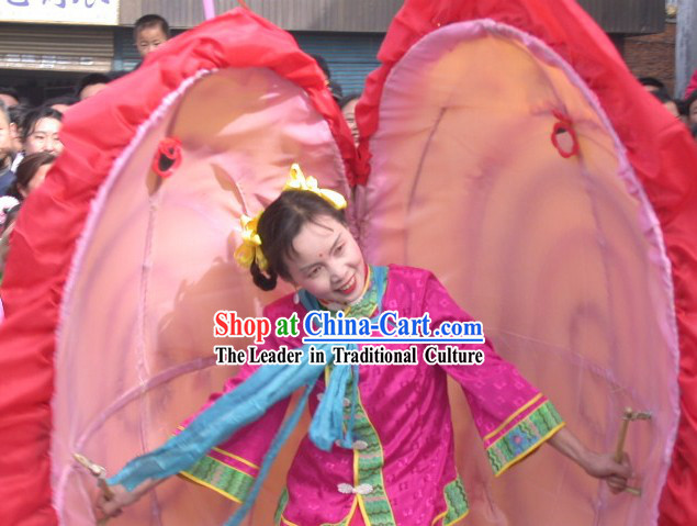 Chinese Lunar New Year Parade Clam Shell Dance Costumes and Prop Complete Set