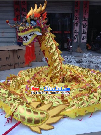 Gold Color Chinese Lunar New Year Events Celebration Dragon Dance Costumes Complete Set