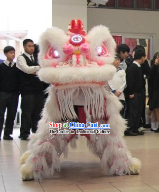 White Wool Chinese Big Festival Celebration Lion Dance Costumes Complete Set