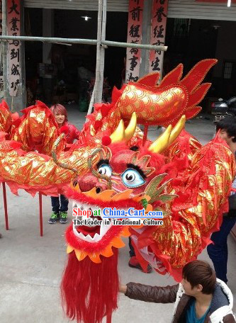 Festival Celebration Red and Gold Dragon Dance Costumes Complete Set