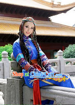 Chinese Ethnic Clothing and Hair Jewelry Complete Set for Women
