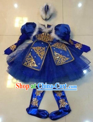 Chinese Folk Ethnic Mongolian Dance Costumes and Headwear for Women