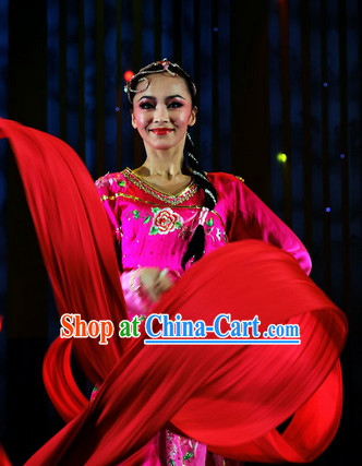 Chinese Wedding Dance Costumes Attire and Headwear Complete Set for Women