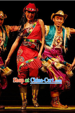 Tibetan Dancing Costume and Headdress Full Set for Men