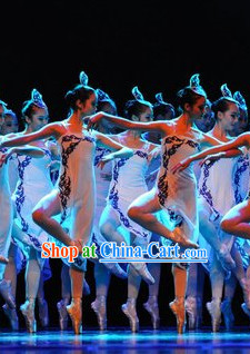 Professional Classical Group Dancing Costume and Headwear Complete Set for Women