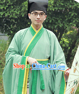 Traditional Chinese Han Fu Suit and Hat Complete Set for Men