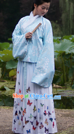 Ancient Chinese Ming Dynasty Coat and Butterfly Skirt Complete Set