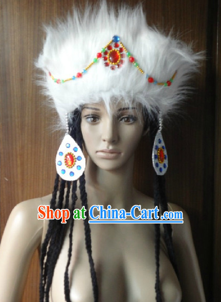 Professional Chinese Ethnic Tibetan Wig and Hat