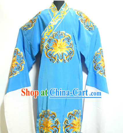 Chinese Blue Gold Embroidery Robe