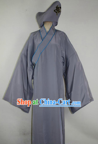 Chinese Ancient Monk Costumes and Hat Complete Set