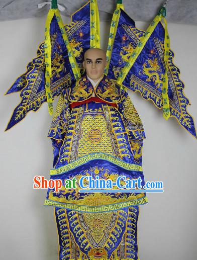 Chinese Ancient Hero General Opera Costumes and Flags Complete Set