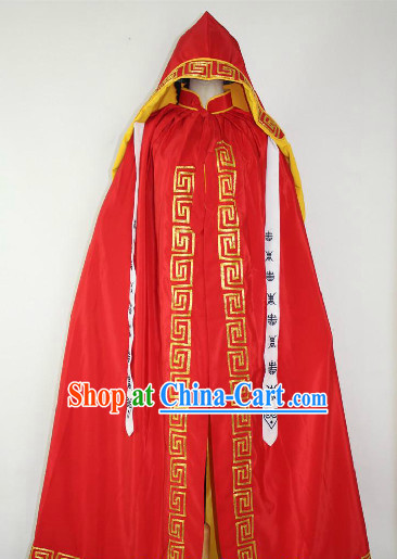 Red Chinese Ancient Mantle Robe for Men or Women