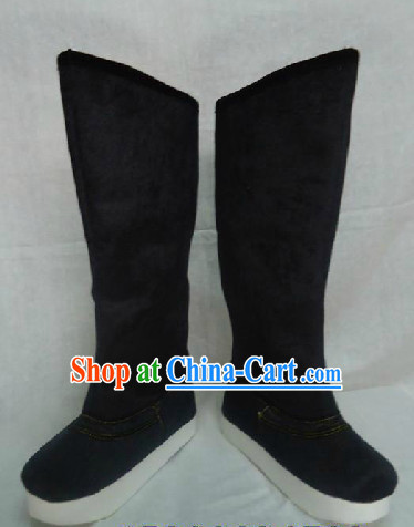 Traditional Chinese Black Boots for Kids