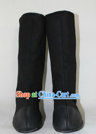 Traditional Chinese Black Boots for Adults