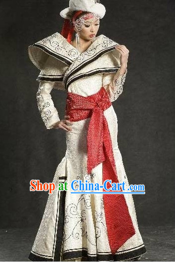 Mongolian Princess Long Robe and Hat Complete Set