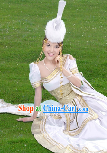 Mongolian Queen Long Dresses and Hat Complete Set