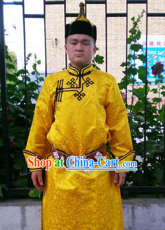 Mongolian Male Clothing and Hat Complete Set