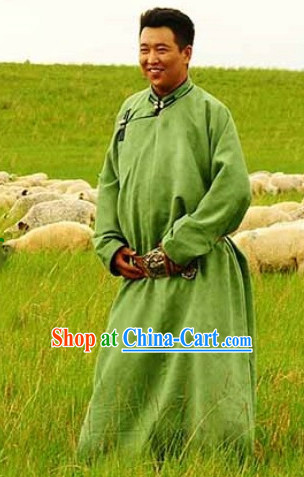 Mongolian Green Robe Clothing for Men
