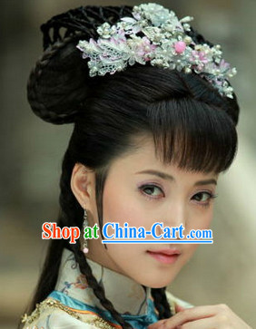 Ancient Chinese Long Wig and Hair Decorations