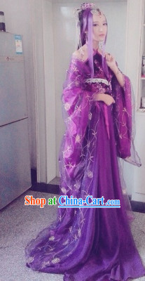 Purple Chinese Empress Cosplay Costumes and Headdress Complete Set