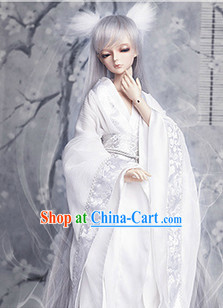 Pure White Cosplay Costumes and Headwear Complete Set